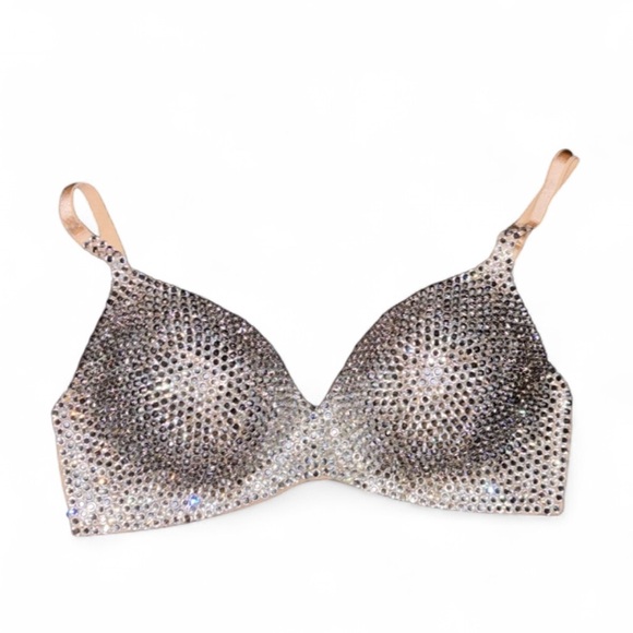Crystal Diamond Sparkly Classic Glam Bling Wireless Bra Top All Sizes New - Picture 3 of 13